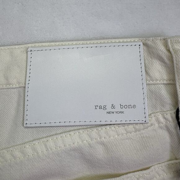rag & bone Featherweight Logan Wide Leg Mid Rise Denim Jeans Ecru Size 32 - Picture 10 of 16